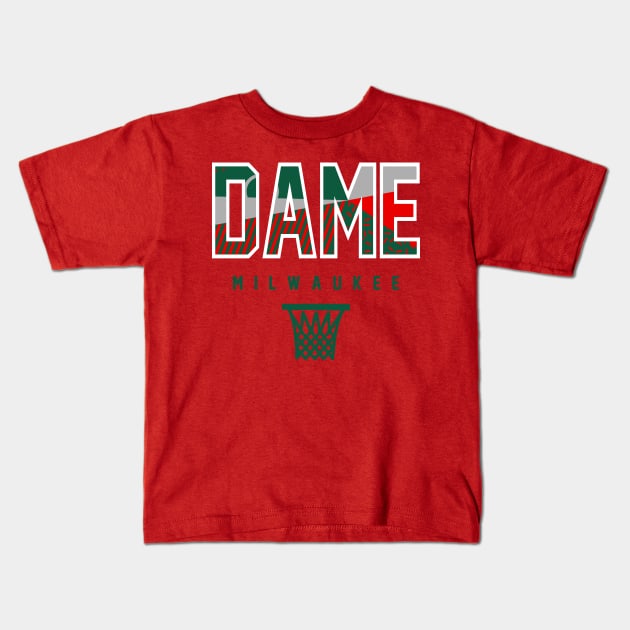 Dame Milwaukee Basketball Red Throwback Kids T-Shirt by funandgames